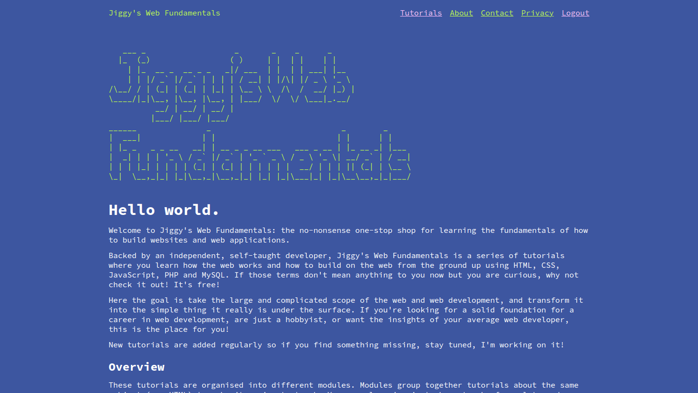 Jiggy's Web Fundamentals Homepage